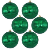 8" Ribbed Shatterproof UV Ball Ornament Set Of 4