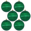 8" Ribbed Shatterproof UV Ball Ornament Set Of 4