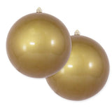 12" Candy Gold Shatterproof UVW Ball Ornament Set Of 2