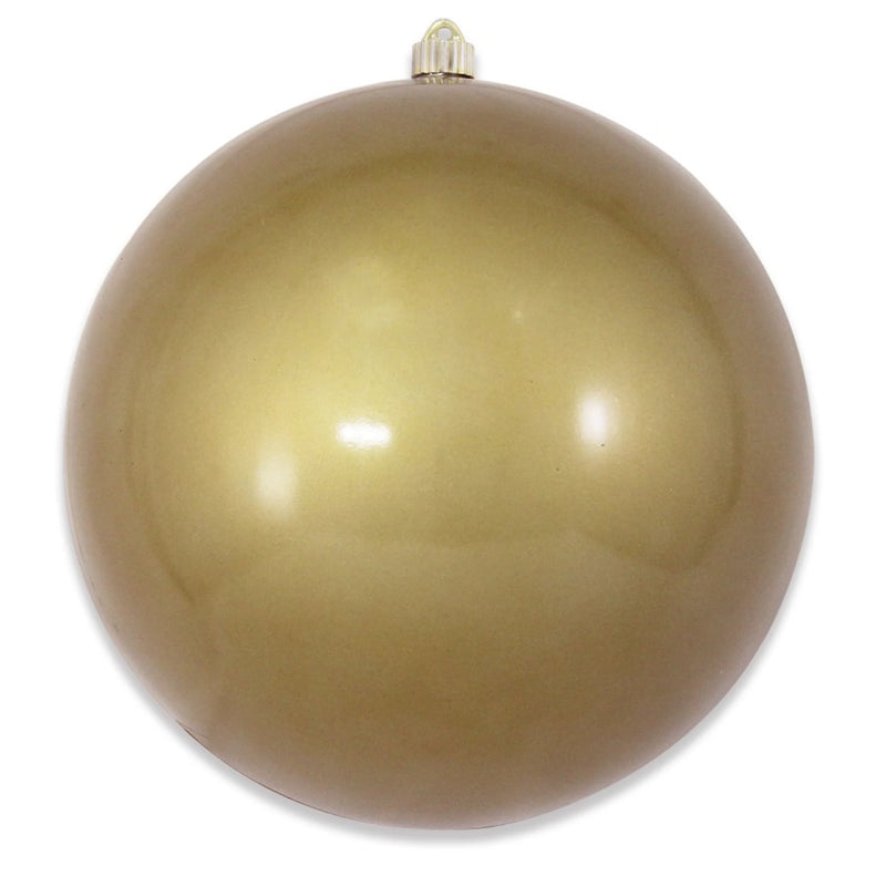 12" Candy Gold Shatterproof UVW Ball Ornament Set Of 2