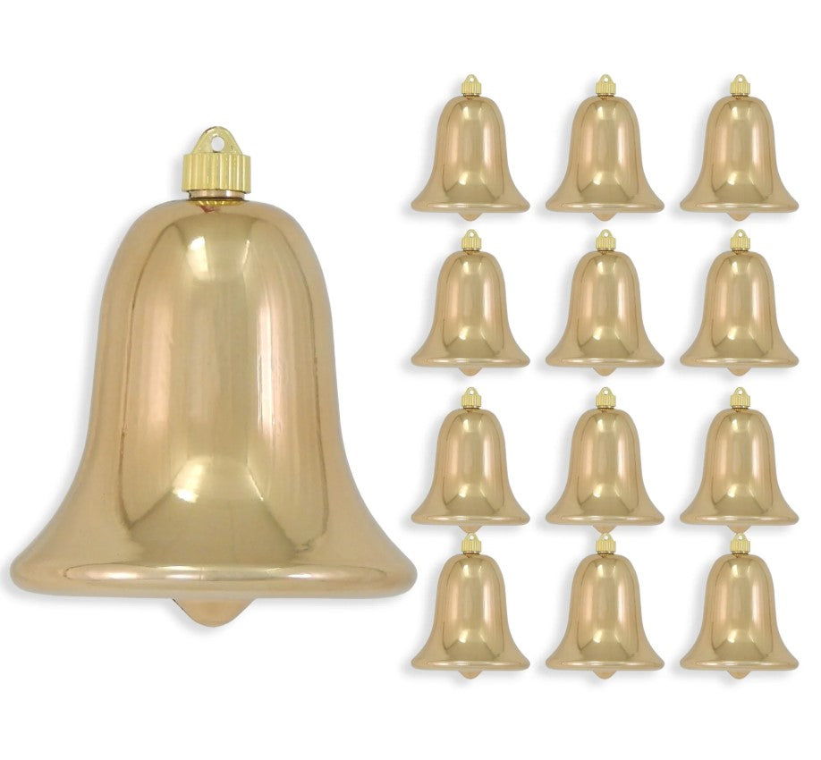 7" Shiny Shatterproof UV Bell Ornament Set Of 4