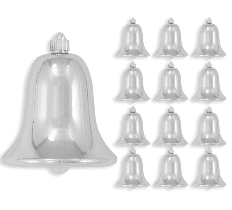 7" Shiny Shatterproof UV Bell Ornament Set Of 4