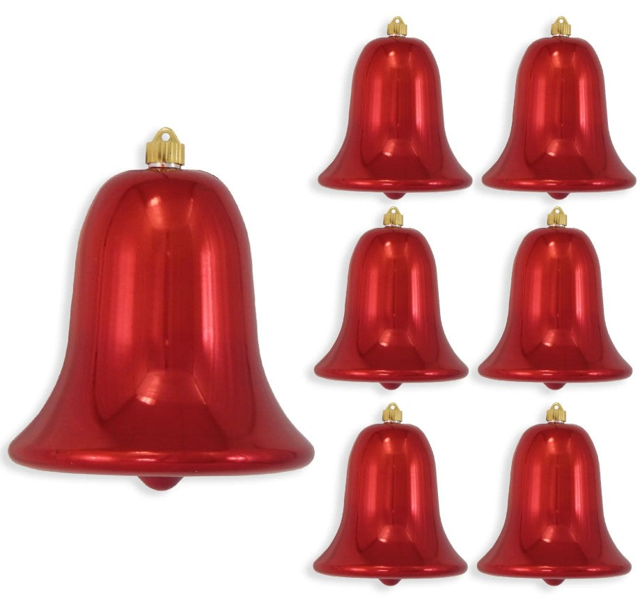 9" Shiny Shatterproof UV Bell Ornament Set Of 2