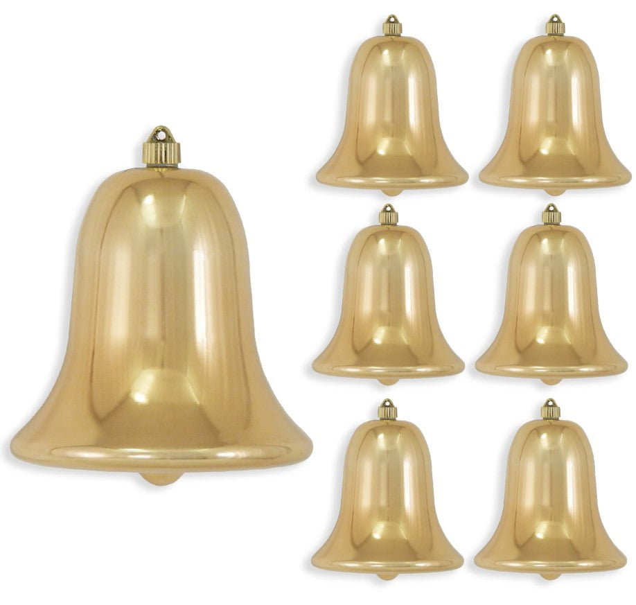 9" Shiny Shatterproof UV Bell Ornament Set Of 2