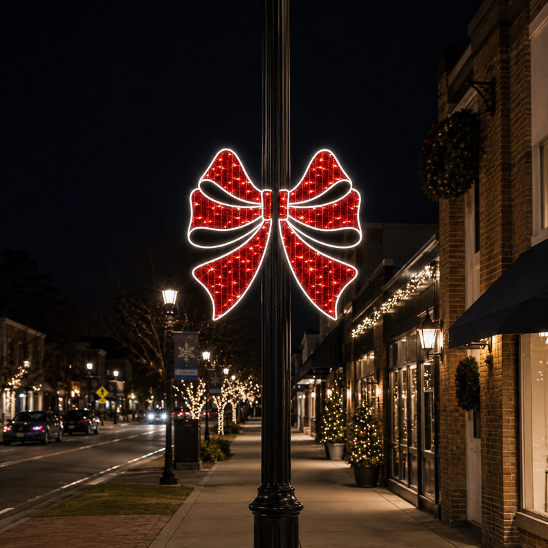 Estrella para poste con lazo de LED, roja y blanca, de 4 pies x 2 pies
