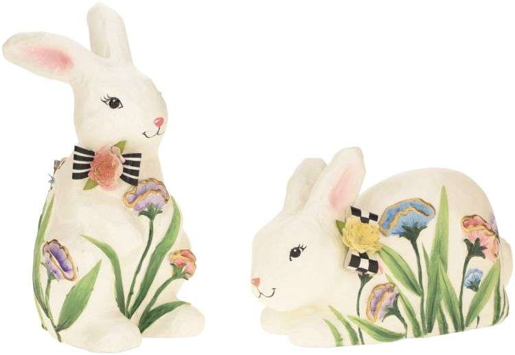 Mark Roberts 5.5" - 10.5" Flowered Rabbit Assorted Set Of 2