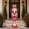 6 FT Lighted Musical Red & White Stripe King Nutcracker