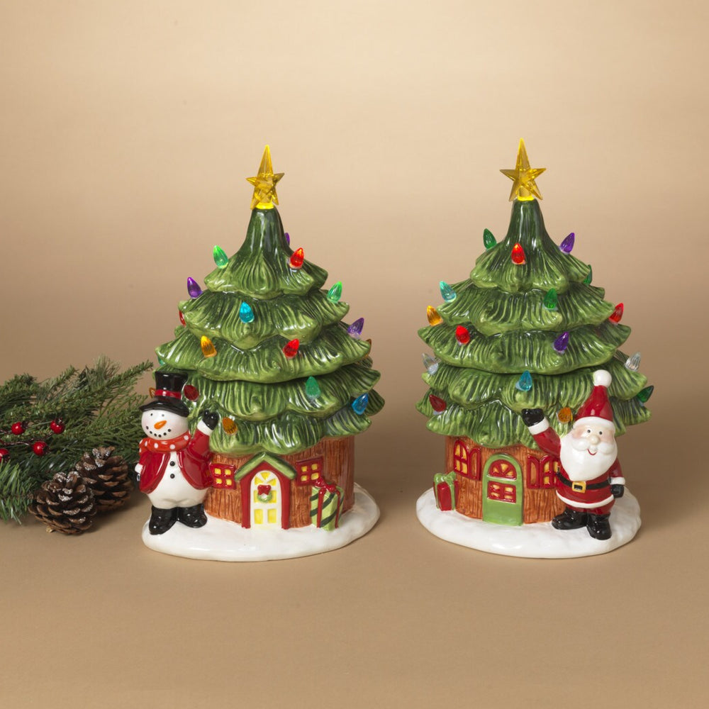 12" Lighted Cookie Jar Assorted Set Of 2