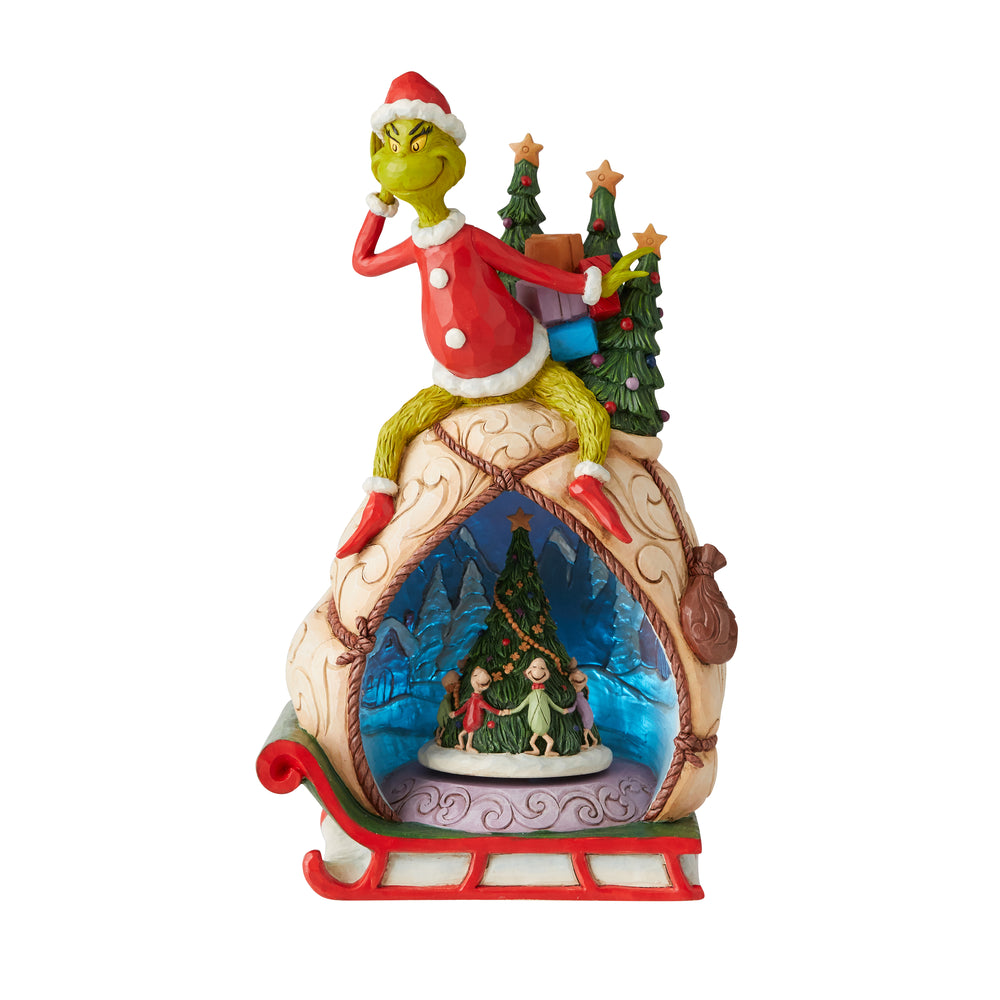 Grinch Village 11.5" Grinch Lighted Rotable Scene