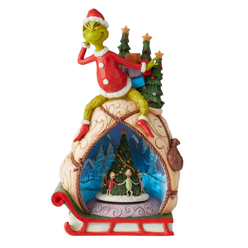 Aldea Grinch de 11.5" con Escena Rotatoria Iluminada de Grinch