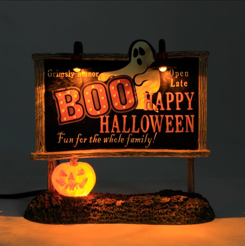 Snow Village Halloween Lit Ghost Billboard