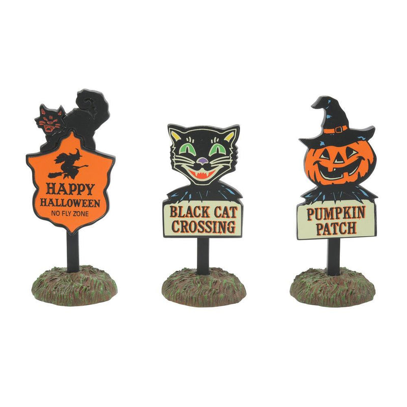 Snow Village Halloween Letreros de Halloween Juego de 3