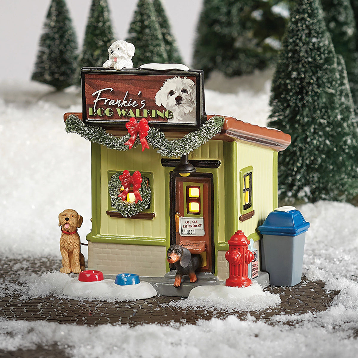 Snow Village Frankie's Dog Walking Co.