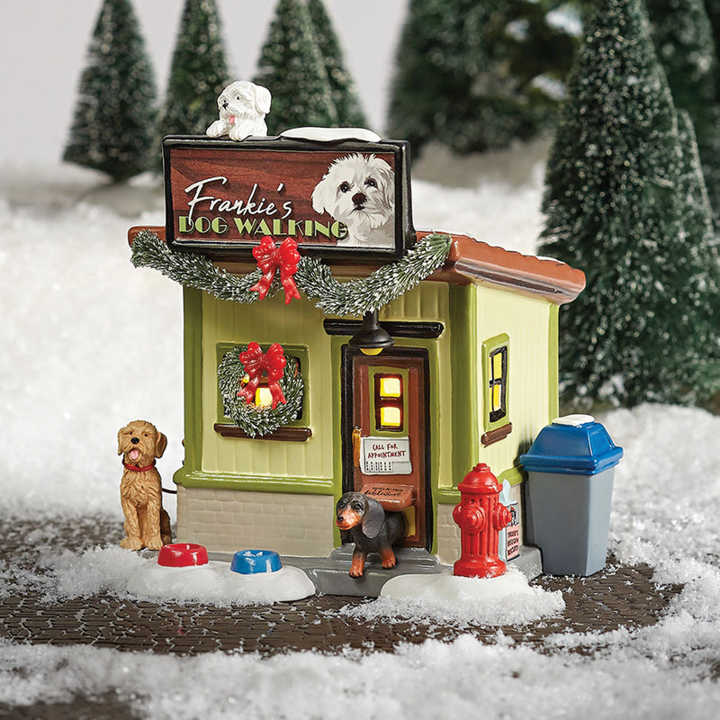 Snow Village Frankie's Dog Walking Co.
