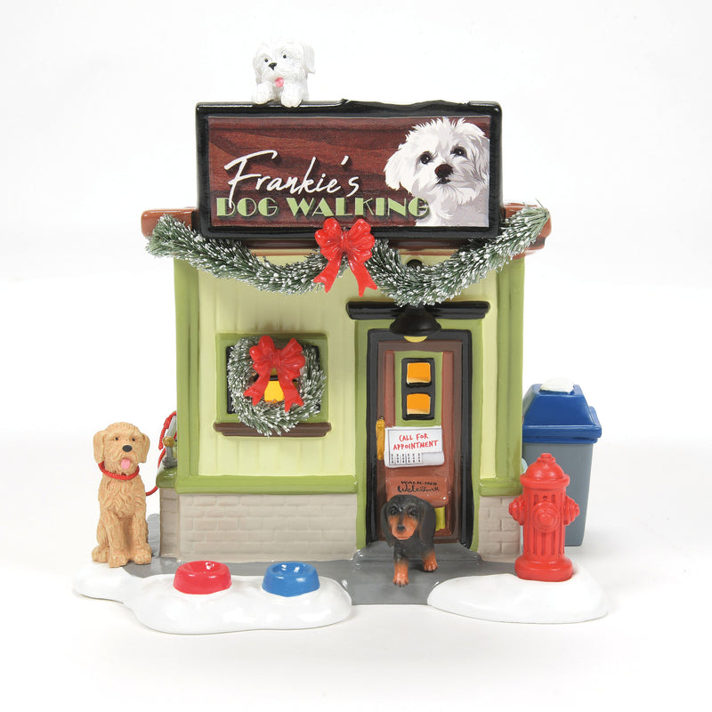 Snow Village Frankie's Dog Walking Co.