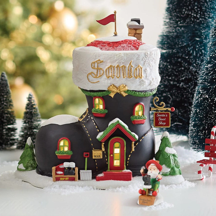 North Pole Village Santa's Boot Shop