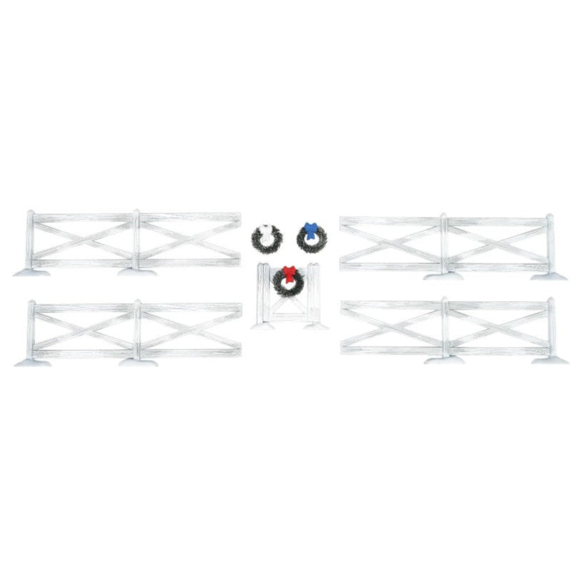 Village Accessory White Crossbuck Fence Set