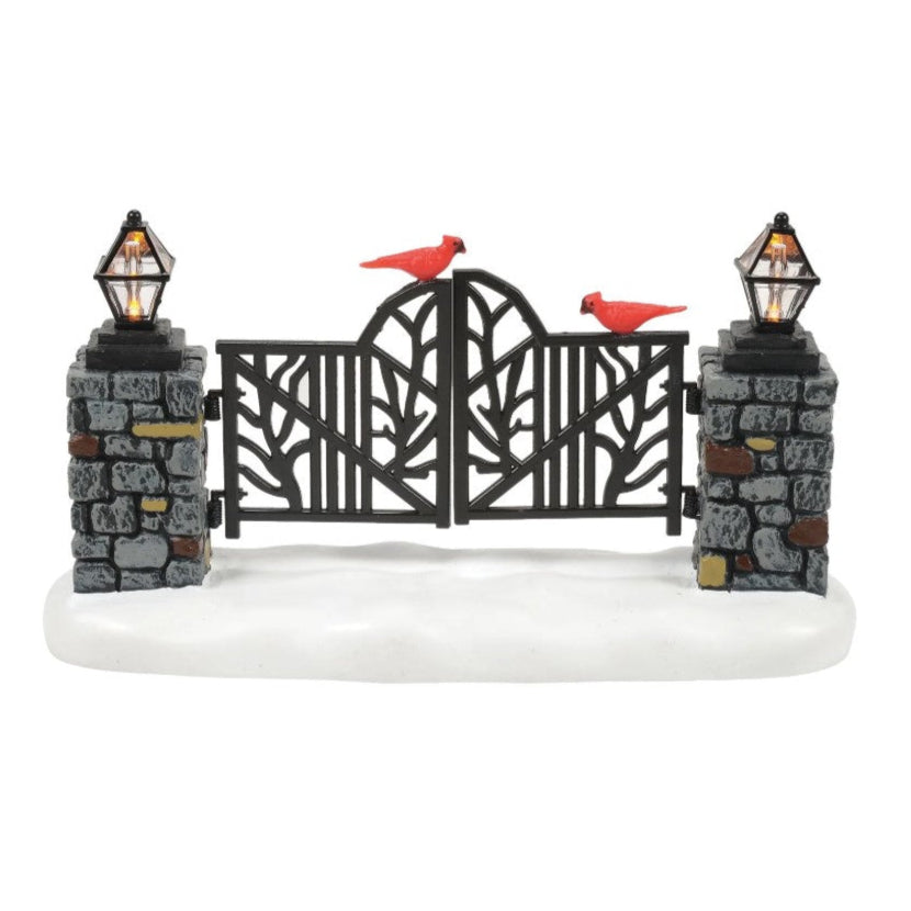 Puerta Navideña de Cardenales Iluminada para Pueblo