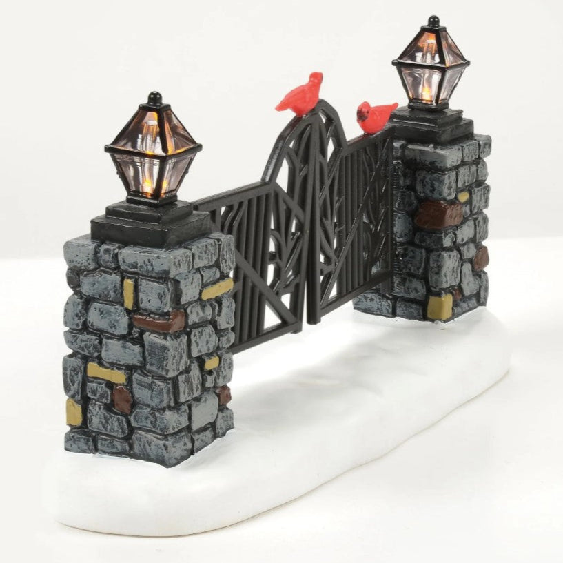 Village Accessory Lighted Cardinal Christmas Gate
