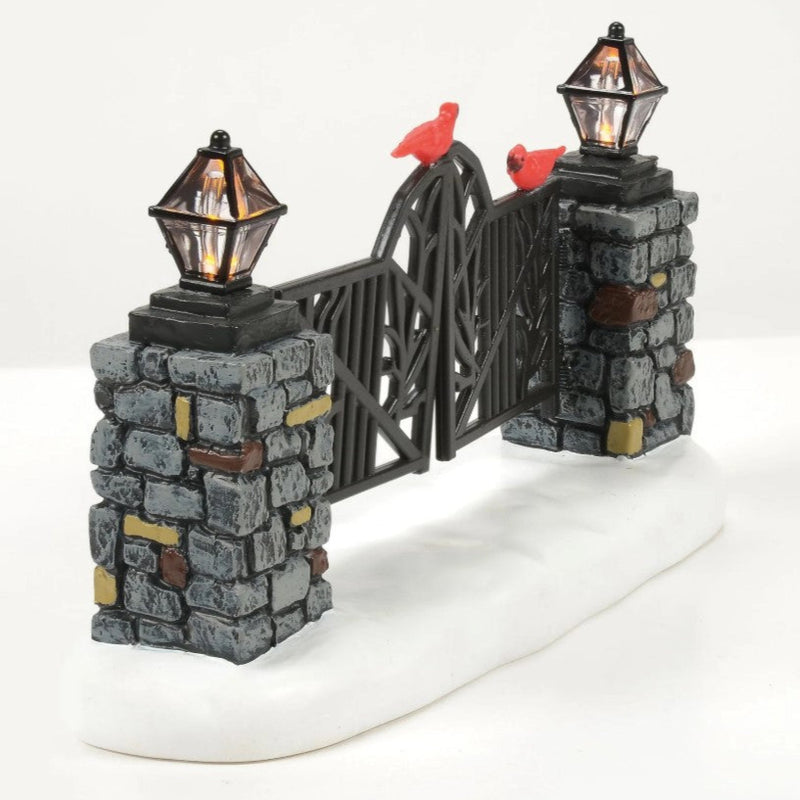 Puerta Navideña de Cardenales Iluminada para Pueblo