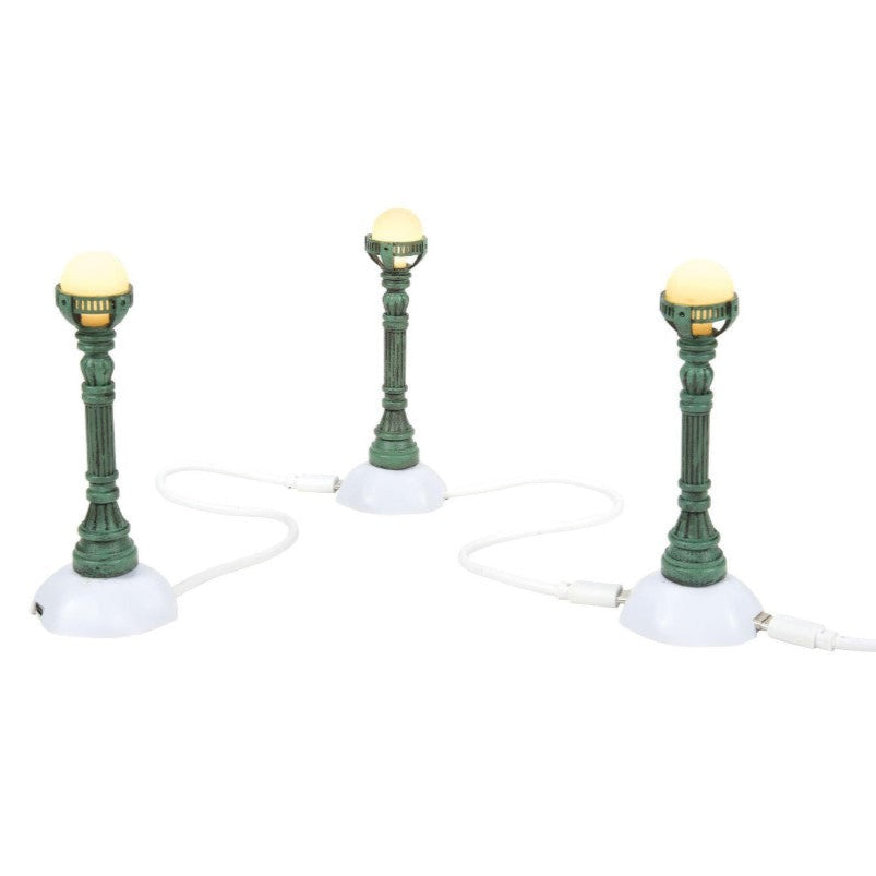 Village Accessory Copper Lamp Post Set Of 3