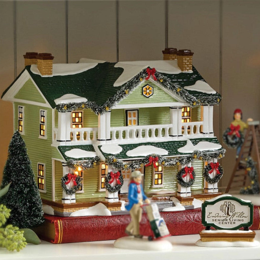 Snow Village First Edition Enduring Willow Senior Center Set Of 2