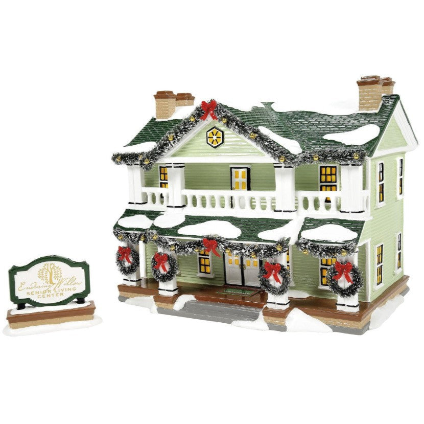 Snow Village First Edition Enduring Willow Senior Center Set Of 2