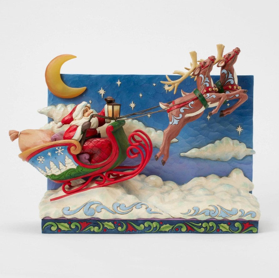 11" Lighted Santa Sleigh With Reindeer
