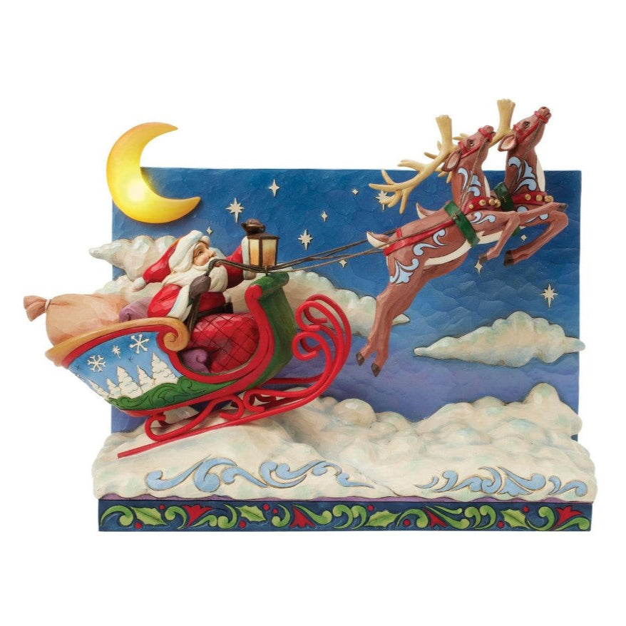 11" Lighted Santa Sleigh With Reindeer