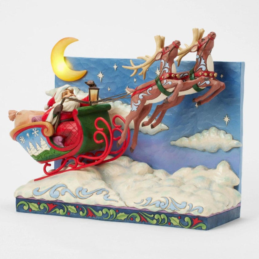 11" Lighted Santa Sleigh With Reindeer