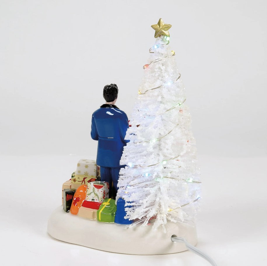 Snow Village Elvis Passes Out The Gifts