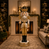 6 FT White & Gold King Nutcracker With Music & Warm White LED Lights