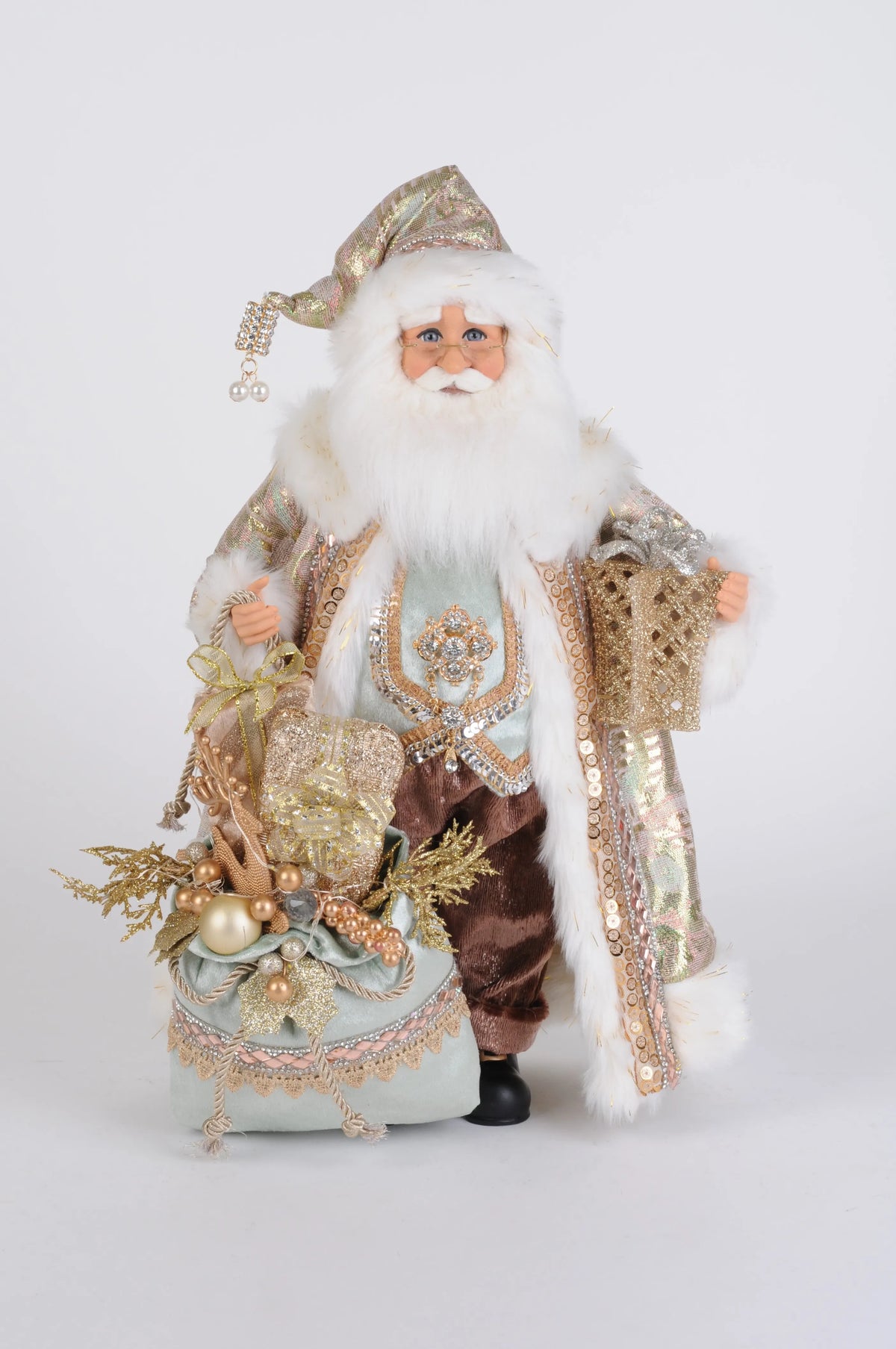 Karen Didion Originals 17" Lighted Sage Elegance Santa