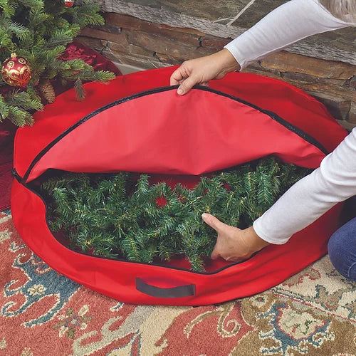 30" Premium Red Wreath Storage Bag