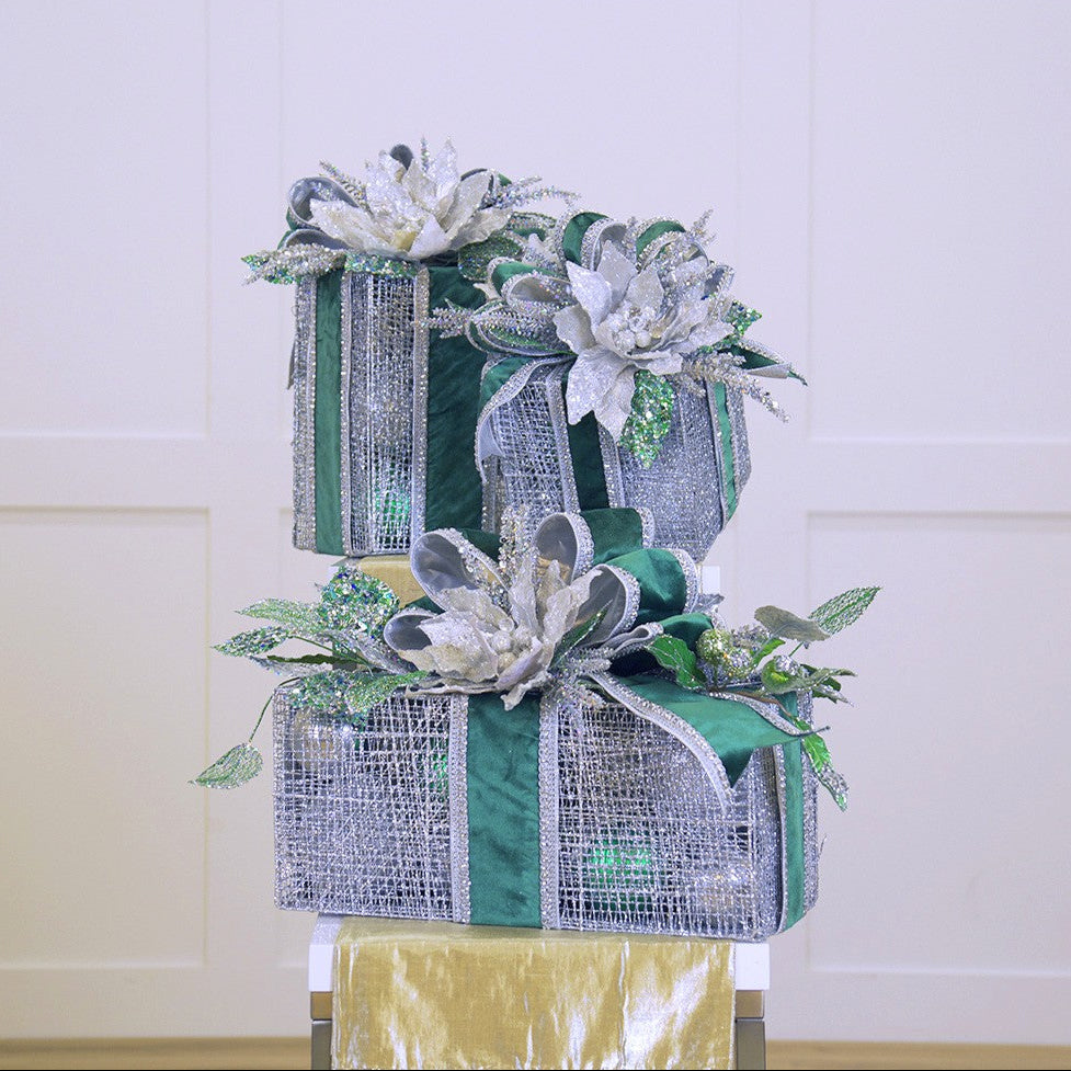 Lote de decoración de caja de regalo verde