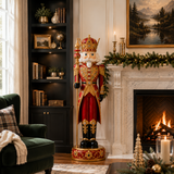 8 FT Red & Gold King Nutcracker With Music & Multi LED Lights
