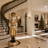 8 FT White & Gold King Nutcracker With Music & Warm White LED Lights