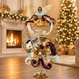 Natividad con pedestal de ángel grande afroamericano de 51 pulgadas Mark Roberts