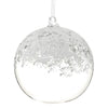 6" Clear White Snowed Glass Ball Ornament Set Of 4