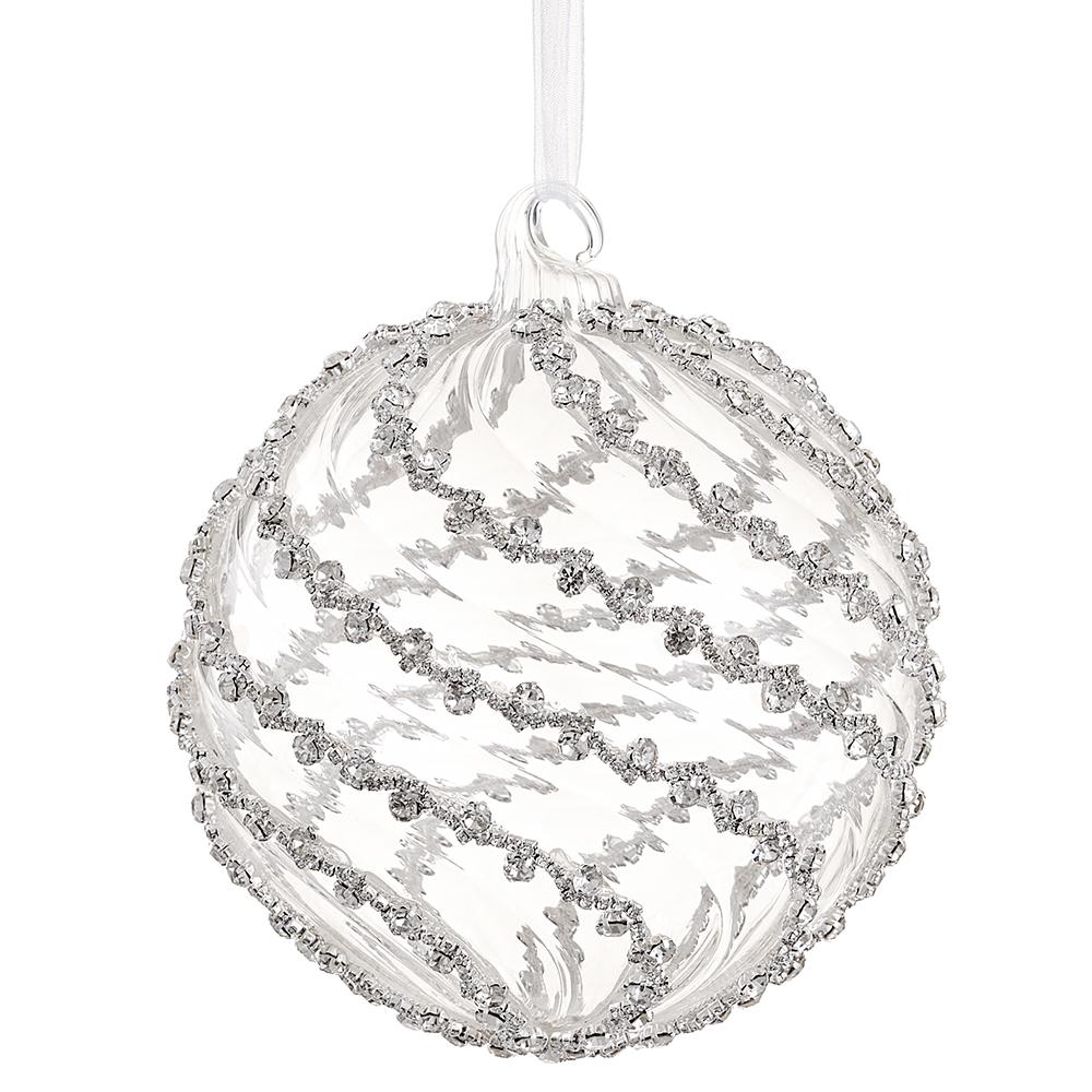 Decorative silver sphere ornament on a white background