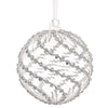 Decorative silver sphere ornament on a white background