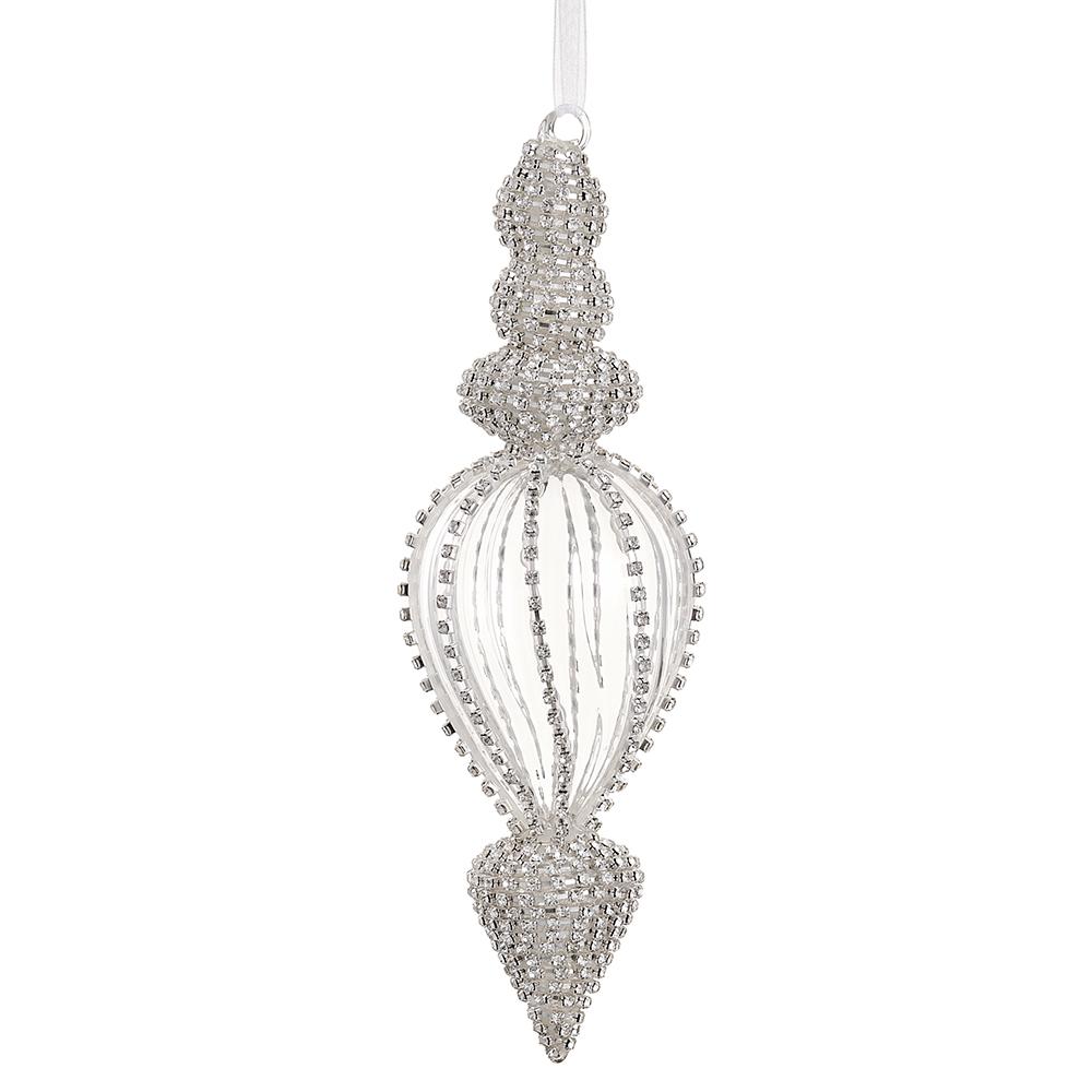 Decorative silver ornament on a white background