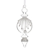 Decorative glass finial with crystal embellishments on a white background