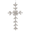 Decorative snowflake ornament with rhinestones on a white background