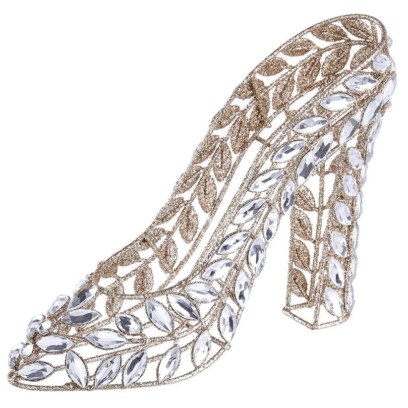 6.5" Champagne Glittered Rhinestone High Heel