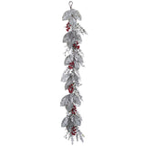 5 Ft Snowy Berry Leaf Magnolia Garland