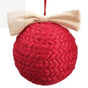 4" Red Braided Yarn Ball Ornament Set Of 4