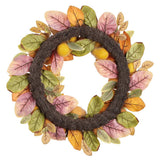 Decorative wreath with autumn leaves on a white background