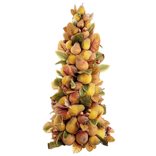 33" Beaded Pear & Berry Cone Topiary