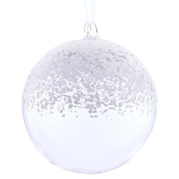 8" Snowed Glass Ball Ornament Set Of 2